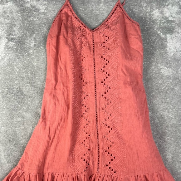 House of Harlow 1960 Dress Womens Large Boho Eyelet Feminine Flounce Cottagecore - Picture 4 of 10